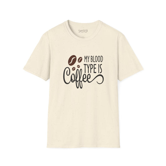 Coffee T-Shirt — “My Blood Type Is Coffee” Funny Graphic Tee for Coffee Lovers