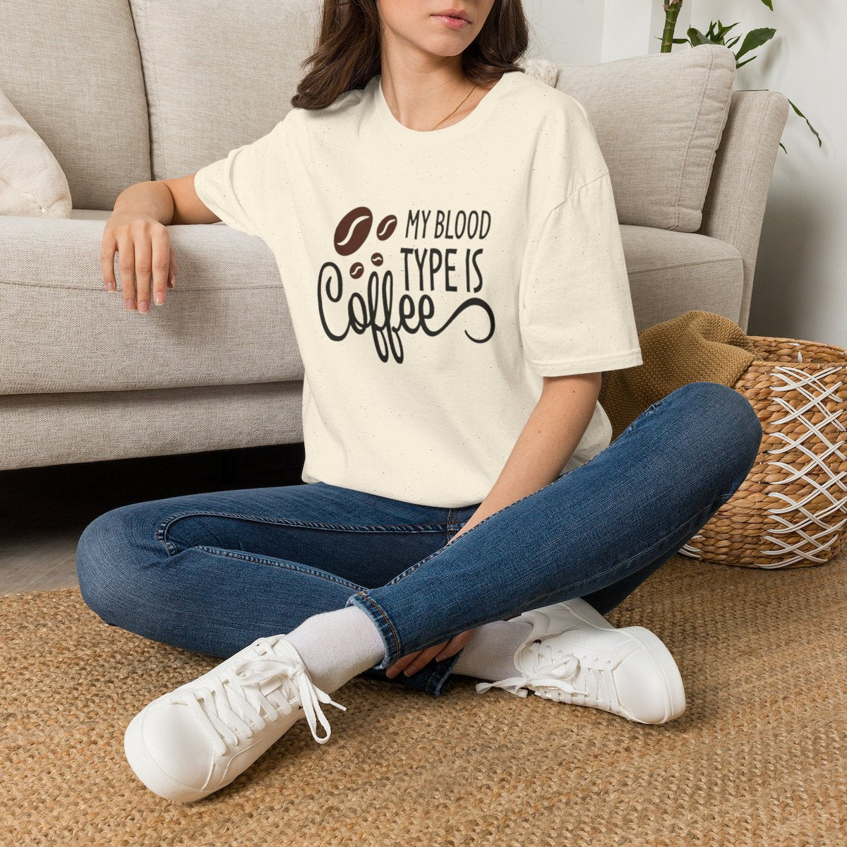 Coffee T-Shirt — “My Blood Type Is Coffee” Funny Graphic Tee for Coffee Lovers