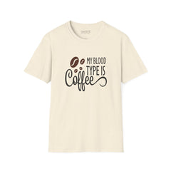 Coffee T-Shirt — “My Blood Type Is Coffee” Funny Graphic Tee for Coffee Lovers