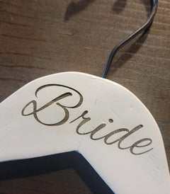 Personalized Etched White Wooden Wedding Hangers