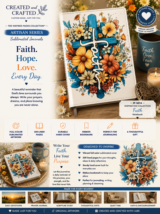 Faith Journal - Christian Cross Floral A5 Prayer Notebook Gift