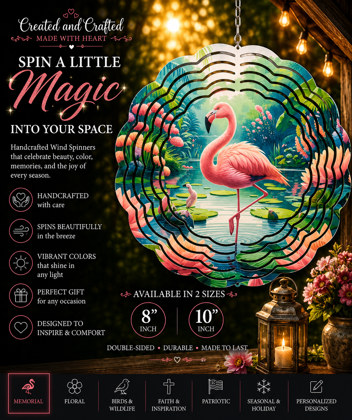 Colorful Flamingo Wind Spinner – 8 Inch Garden Gift