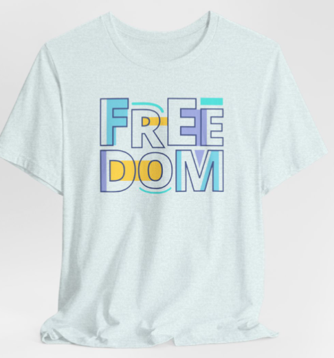 Freedom Block Letter Tee - Pastel Retro T-Shirt
