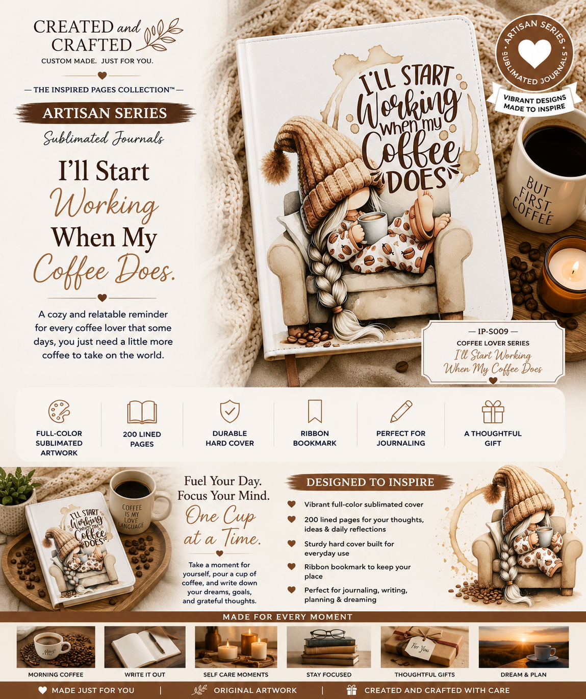I'll Start Working When My Coffee Does Journal - Funny Gnome A5 Notebook