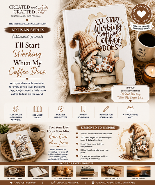 I'll Start Working When My Coffee Does Journal - Funny Gnome A5 Notebook