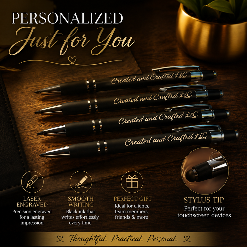 Personalized Laser Engraved Pen – Custom Name Stylus Tip Ballpoint Gift