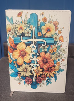 Faith Journal - Christian Cross Floral A5 Prayer Notebook Gift