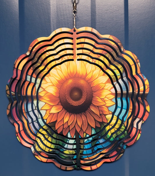 Stained glass sunflower spinner