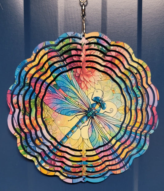 Bright dragonfly wind spinner