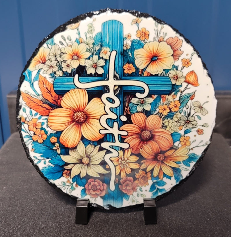 FAITH round sublimated slate