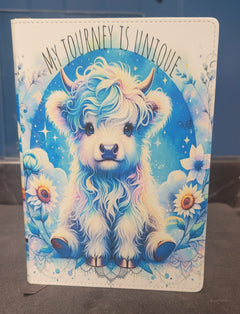 My Journey Is Unique Journal - Whimsical Highland Cow A5 Notebook