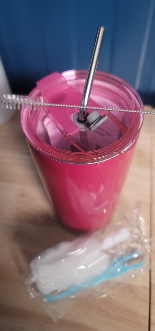 20 oz Tumbler Fuscia etched