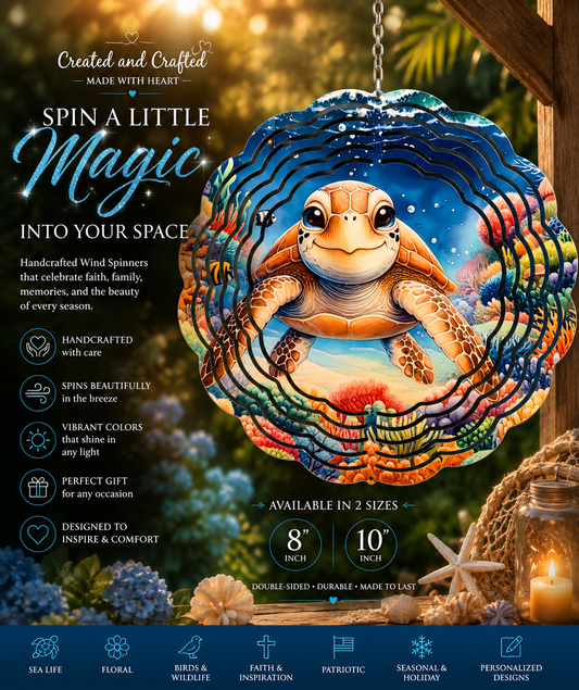 Sea Turtle Wind Spinner – 8 Inch Garden Gift
