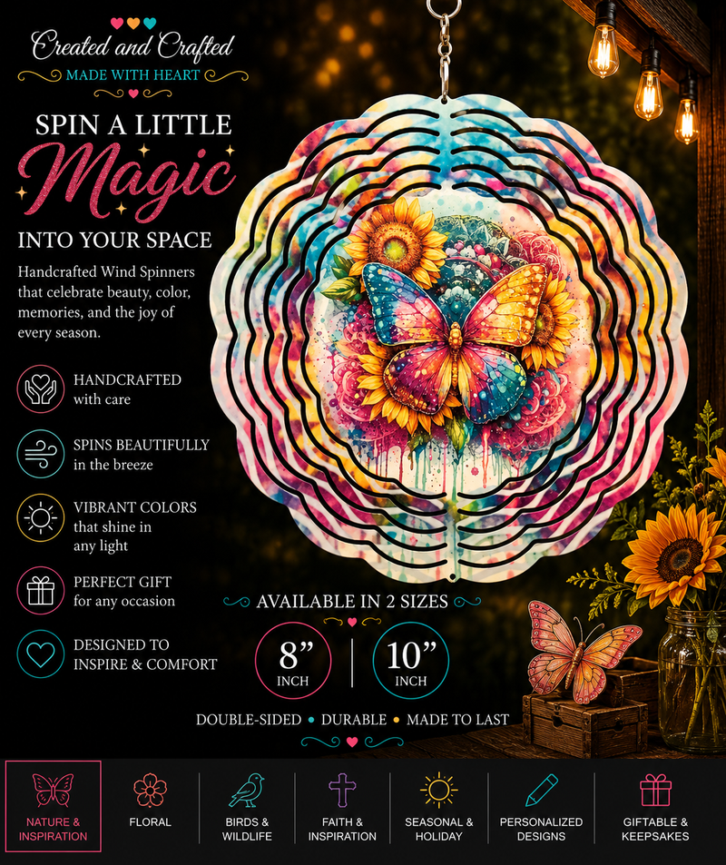 Colorful Butterfly Wind Spinner – 8 Inch Garden Gift