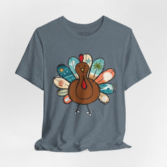 Thankful Turkey T-Shirt – Cute Retro Feather Thanksgiving Tee