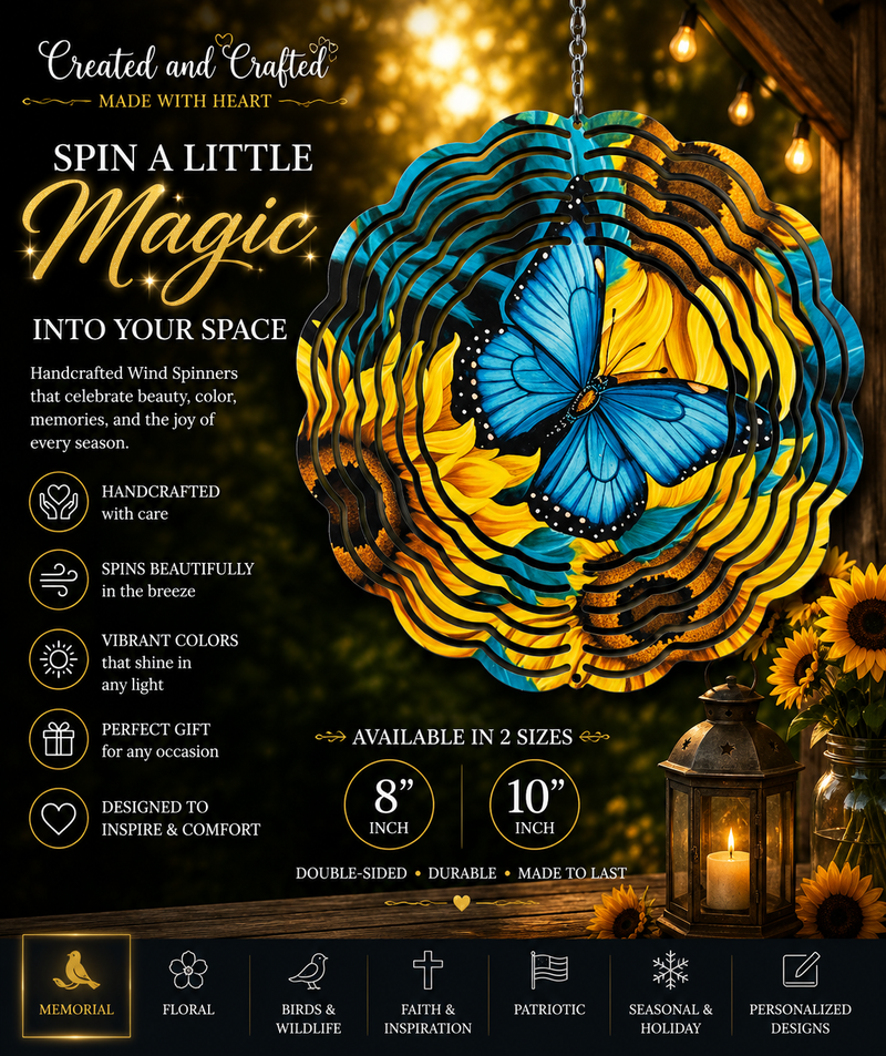 Turquoise Butterfly Wind Spinner – 8 Inch Garden Gift