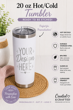 Personalized 20 oz Insulated Tumbler – Custom Etched Name Gift